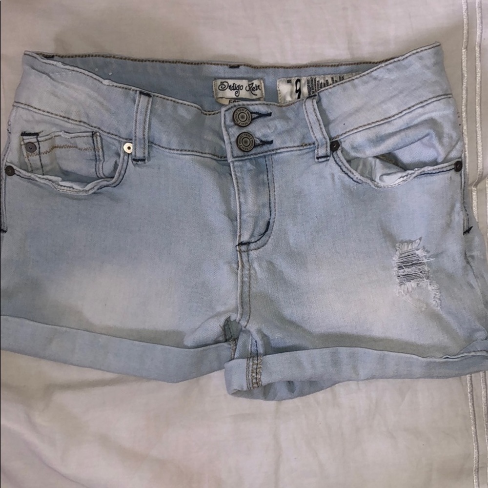 Light-Washed Stretchy Denim Shorts
